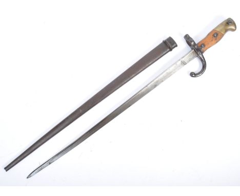 A 19th Century French antique Kanak Revolt period M1874 Gras rifle bayonet military weapon complete in original steel scabbar