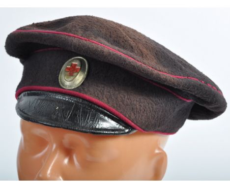 A rare original WWI First World War Imperial Russian Army Field Medic's uniform hat / cap. The cap of usual form, in black wi