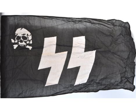 A WWII Second World War related Third Reich German Nazi ' Waffen SS ' party linen flag. The flag of linen construction, of us