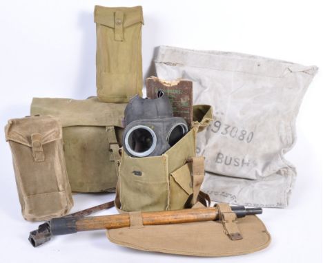 A collection of assorted WWII Second World War British Army uniform items and equipment. The collection comprises of a Wiltsh