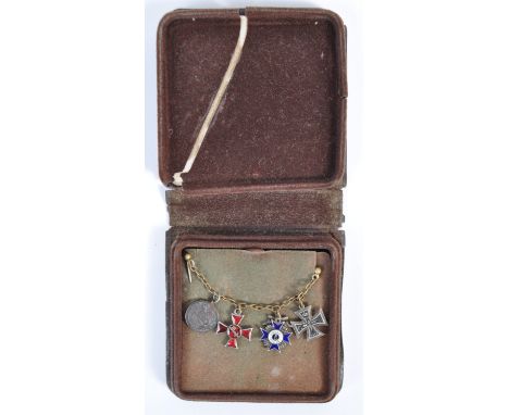 An original WWI First World War Imperial German Army miniature medal group dress chain believed to be from one Karl Gluud a s