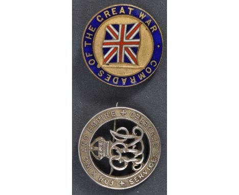 Two WWI First World War related veteran's badges, to include; a ' Comrades Of The Great War ' enamel badge by J. R. Gaunt of 