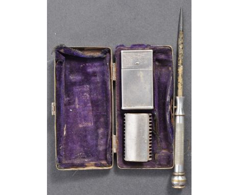 A rare WWII Second World War believed MI9 / SOE issued razor, which can be transformed into a dagger. The razor set featuring