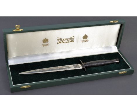 A rare and impressive Gulf War ' Wilkinson Sword ' made FS ' Fairbairn Sykes ' presentation commando knife / dagger for ' Ope