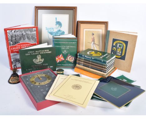 An interesting collection of items relating to the Somerset Light Infantry to include several books - ' Exceedingly Lucky - A