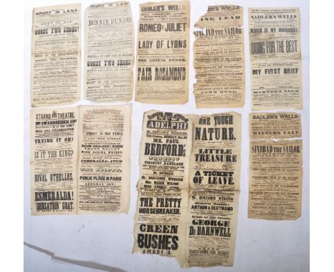 Victorian Ephemera Collection - a good collection of x8 antique 19th century Victorian Theatre / Music hall posters and playb