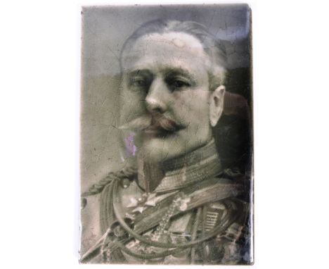 A rare WWI First World War A J. H. Barratt &amp; Co portrait tile of Field Marshall Sir Douglas Haig designed by George Cartl