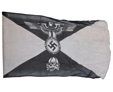 A WWII Second World War related Third Reich German Nazi ' Waffen SS ' party linen flag. The flag of linen construction, of us