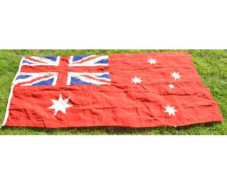 A large original vintage WWII Second World War period Australian Navy / Naval Red Ensign flag. The flag of linen construction