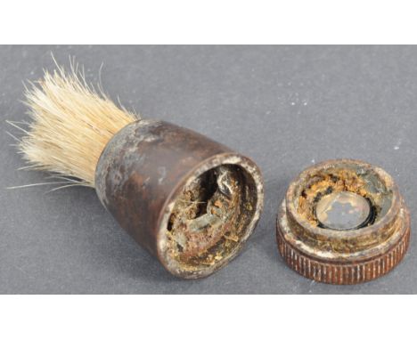 A rare original WWII Second World War MI9 type issued British bakelite shaving brush, fitted with a hidden ' escape &amp; eva