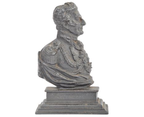 A 19th Century Victorian English antique cast iron doorstop / fireside flatback in the form of Arthur Wellesley, 1st Duke of 