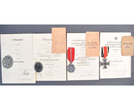 A rare original WWII Second World War Third Reich Nazi German army medal group relating to an Alios Jung of Pioneer Battalion