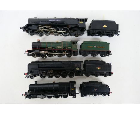 Hornby - 4 x unboxed OO gauge steam locomotives for spares or restoration including a repainted Dublo 4-6-2 3 rail engine, a 