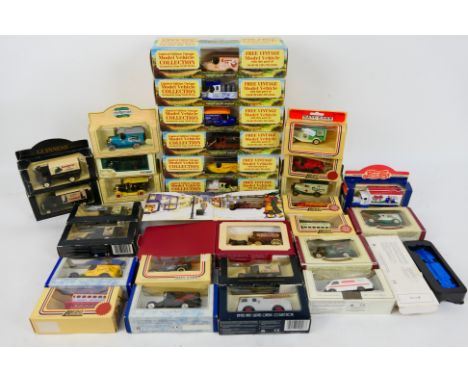 Lledo - Days Gone - Oxford - 31 x boxed vehicles including Dennis F8 fire engine in Derbyshire livery, Morris van in Co op Te