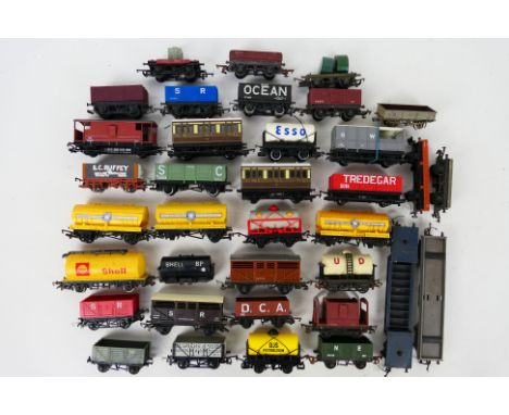 Triang - Hornby - Over 30 pieces of OO gauge freight rolling stock including Hornby R237 Blue Circle Cement Wagon; Triang Ope
