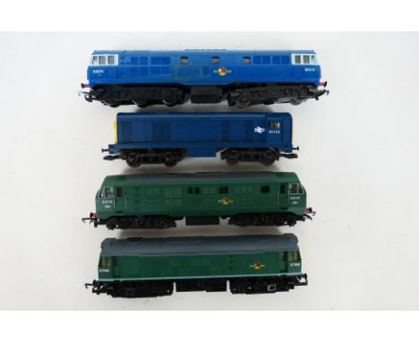 Hornby - Lima - Four unboxed OO gauge diesel locomotives. Lot consists of  Hornby Class 25 Op.No. D7596 in BR Green;Hornby Cl