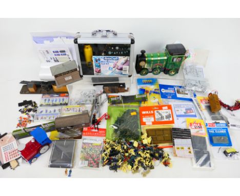 Hornby - Preiser - Faller - Bachmann - A collection of railway scenic items including 5 x boxed sets of people, an engine she