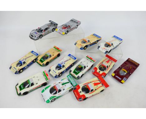 Scalextric - A group of 13 unboxed playworn Scalextric Formula Endurance / GT slot cars. Lot includes Mercedes CLK; Porsche 9