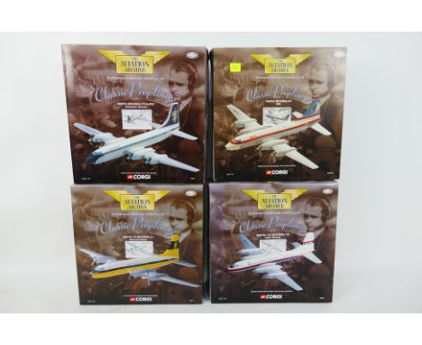 Corgi - Aviation Archive - 4 x boxed Bristol models in 1:144 scale, a 175 Britannia 312 in Monarch livery # 48603, a 175 Brit