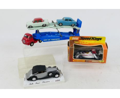 Corgi - Matchbox - Solido - A group of vehicles, an unboxed Bedford car transporter # 1101, Standard Vanguard # 207, Austin C