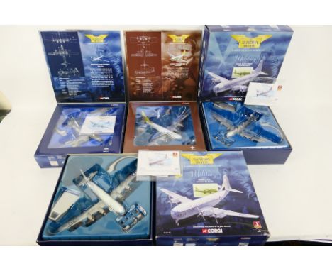 Corgi Aviation Archive - 4 x boxed Boeing models in 1:144 scale, Stratocruiser in Transocean livery # 48106, C-97G in Delawar