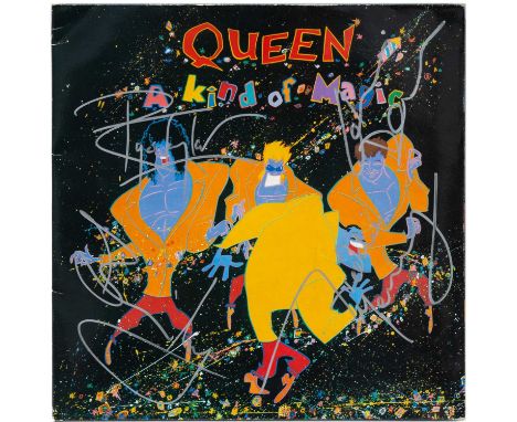 Rare (signed) Queen 12" album A Kind Of Magic. Fully signed in silver sharpie; Freddie Mercury, Brian May, Roger Taylor, and 