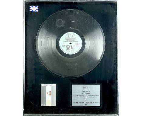 Eurythmics BPI platinum disc.  Presented to ex-A&R Director and Head of Music Publishing at RCA records Bill Kimber, to recog