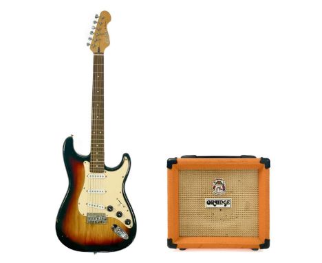 Orange Crush 12L guitar amplifier And a Cruiser 'by Crafter' electric guitar. 12w combo amplifier and a Stratocaster-style gu