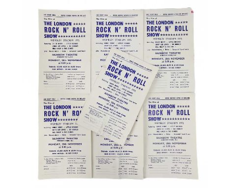 The London Rock N' Roll Show original film flyers.  Seven in total, advertising the one-night-only 1973 Rainbow Theatre showi