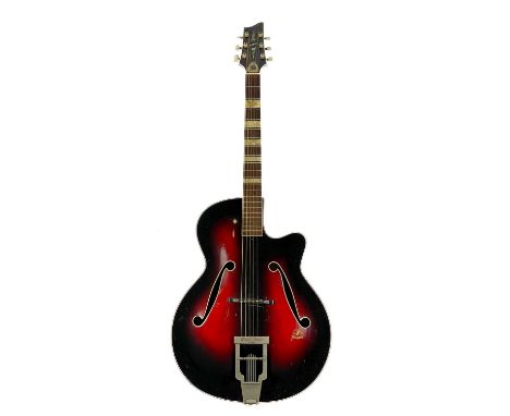 Circa 1960 Framus 'Black Rose Deluxe' archtop guitar. Acoustic model, Finish: black rose.