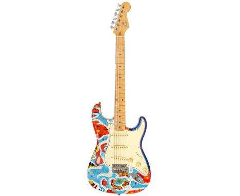 1988/89 Fender 'Fujigen' Stratocaster Electric guitar. With a colourful amateur-applied psychedelic acrylic paint finish, S/N
