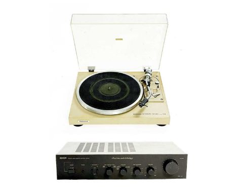 Pioneer and Denon Hi-Fi. A 1970s Pioneer PL-514 two-speed belt drive turntable and a 1980s Denon PMA-707 integrated amplifier