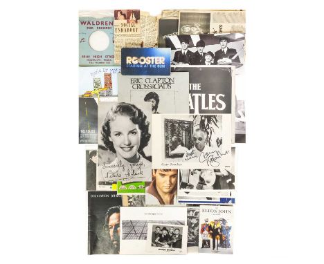 Ephemera and memorabilia. An excellent selection that comprises signed photographs of Petula Clark and Gary Brooker along wit