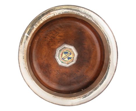 Omar Ramsden (1873 - 1939) A fine George V silver mounted and enamel mazer bowl Mark of Omar Ramsdsen, London, 1935 Property 