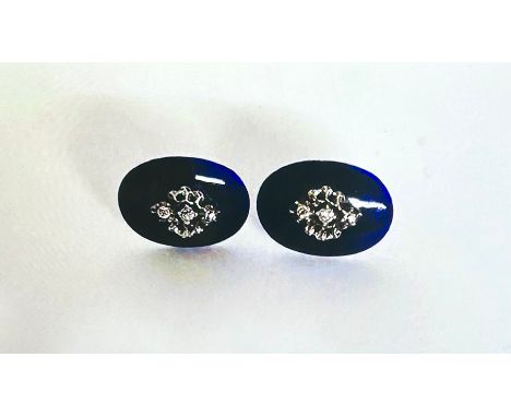 Antique A small moonstone necklace and a pair of blue enamel and paste earrings 