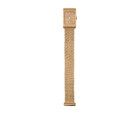 Boucheron, Circa 1960, An 18 carat gold bracelet watch. Omega Watch Co. movement.&nbsp;Weight: Approximately 51 grams