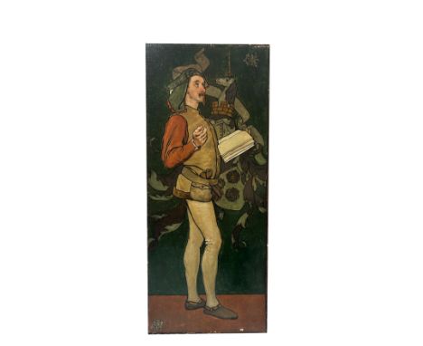 Property of a Gentleman  Victorian Gothic Revival A portrait of a gentleman in courtly costume Oil on panel Insignia top righ