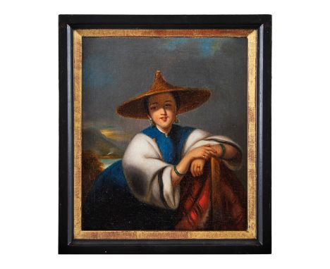 George Chinnery (1774 - 1852) A portrait of Chinese Sampan girl of Macao c. 1850 Oil on canvas Property of a gentleman Dimens