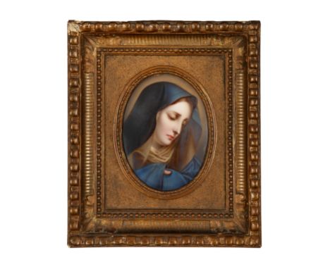 After Carlo Dolci's (1616 - 1686) Madonna Del Dito A portrait of a Madonna on porcelain  Property of an academic collector  D