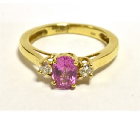 ILIANA 18k PINK SAPPHIRE AND DIAMOND DRESS RING, RING SIZE O, WEIGHT 4g APPROX