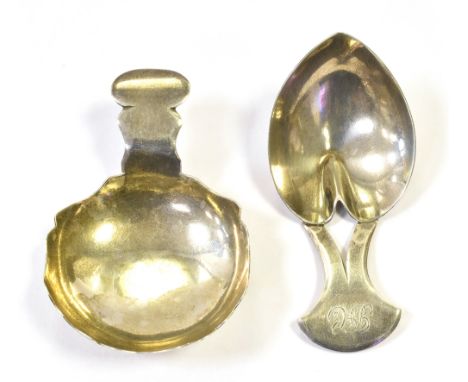 TWO 19th CENTURY SILVER TEA CADDY SPOONS Duty mark facing right, lengths 6.6cm and 7cm