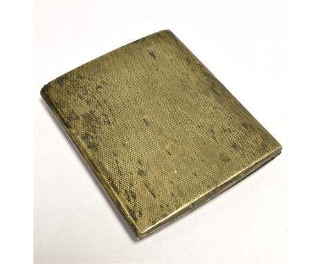 A SILVER CIGARETTE CASE  Of Engine turned pattern, intact elastic, Hallmarked London 1930 measurement 8.3 x 7cm. Weight 104g