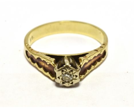 VINTAGE ILLUSION SET DIAMOND RING stamped 14K, ring size L-L 1/2, weight 3grams