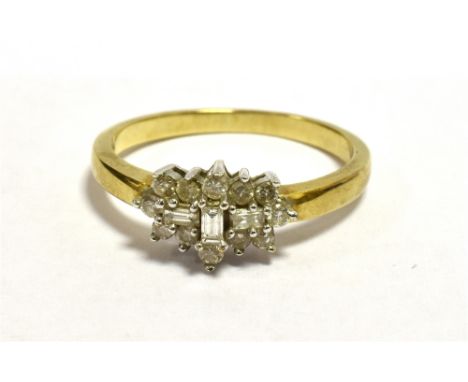 VINTAGE DIAMOND DRESS RING Stamped 9ct PLAT,Ring size N, Weight 2.3g