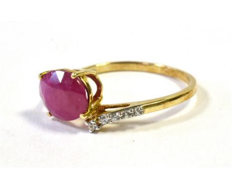 TGGC 9CT GOLD VIVID PINK SAPPHIRE WRAP OVER RING OVAL SAPPHIRE MEASUREMENT 12 x 8mm. Ring size U Weight 2.5g