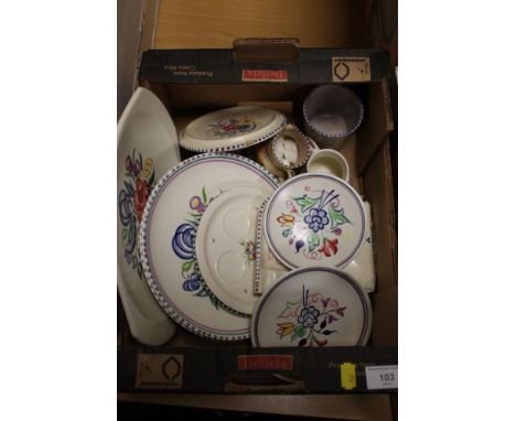A TRAY OF POOLE POTTERY