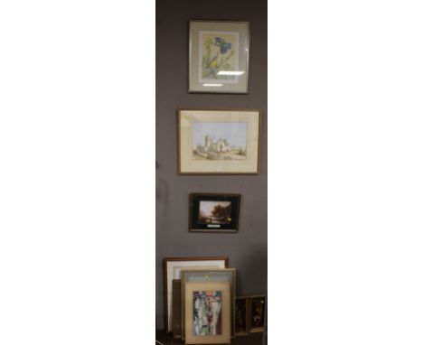 A FRAMED SIGNED LIMITED EDITION PRINT, TITLED 'BLUE TIT COURTSHIP' BY JOHN TENNENT 1976, 60/100, TOGETHER WITH A SELECTION OF