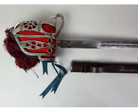 DRESS BASKET HILT SWORD, EARLY TO MID-20TH CENTURY with wire bound grip, scabbard105cm long overallThe grip is imitation fish