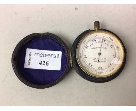 POCKET BAROMETER, ALONG WITH A STANLEY DRAWING INSTRUMENT SET both cased, the barometer by Chadburn &amp; Son of Liverpool