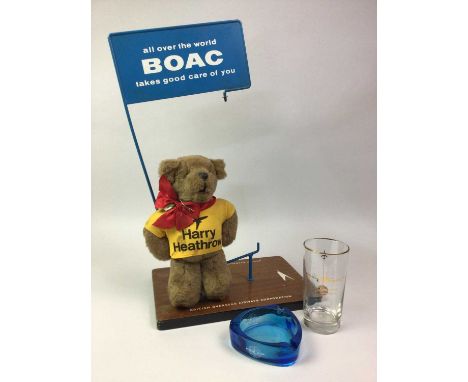TRAVEL RELATED ITEMS, including a Boac globe, selection of drinking glasses, ash tray and others